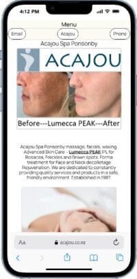 Acajou Home Page on Mobile